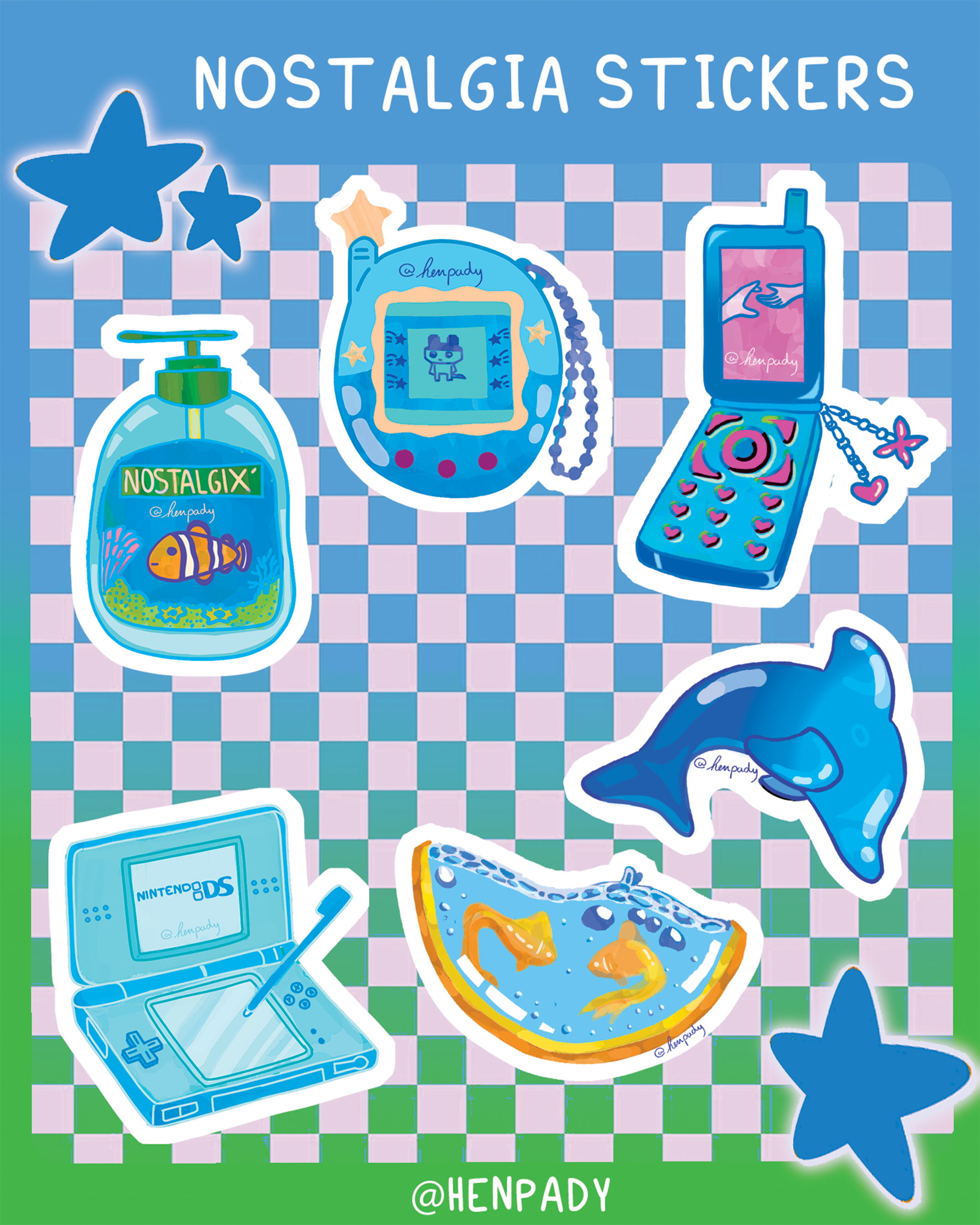 Planche de stickers inspiration nostalgie et frutiger aero